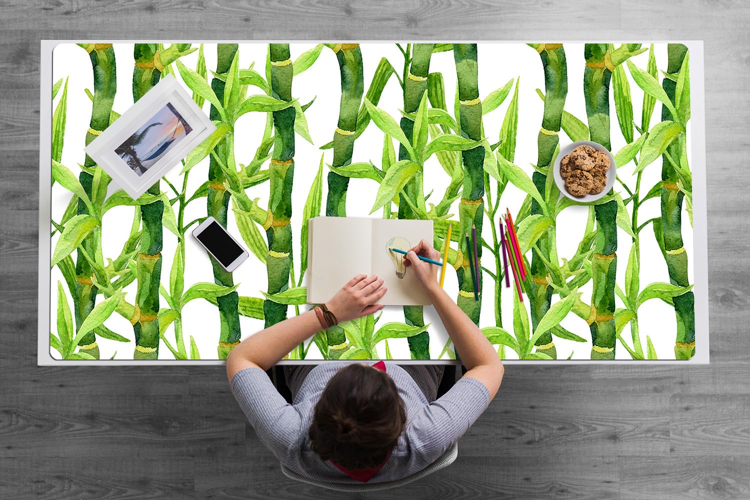 Pad per Scrivania 120x60 cm Facile da Pulire Antiscivolo Impermeabile per Ufficio e Casa in Vinile PVC Protezione e Decorazione Superficie Protettiva - Bambù