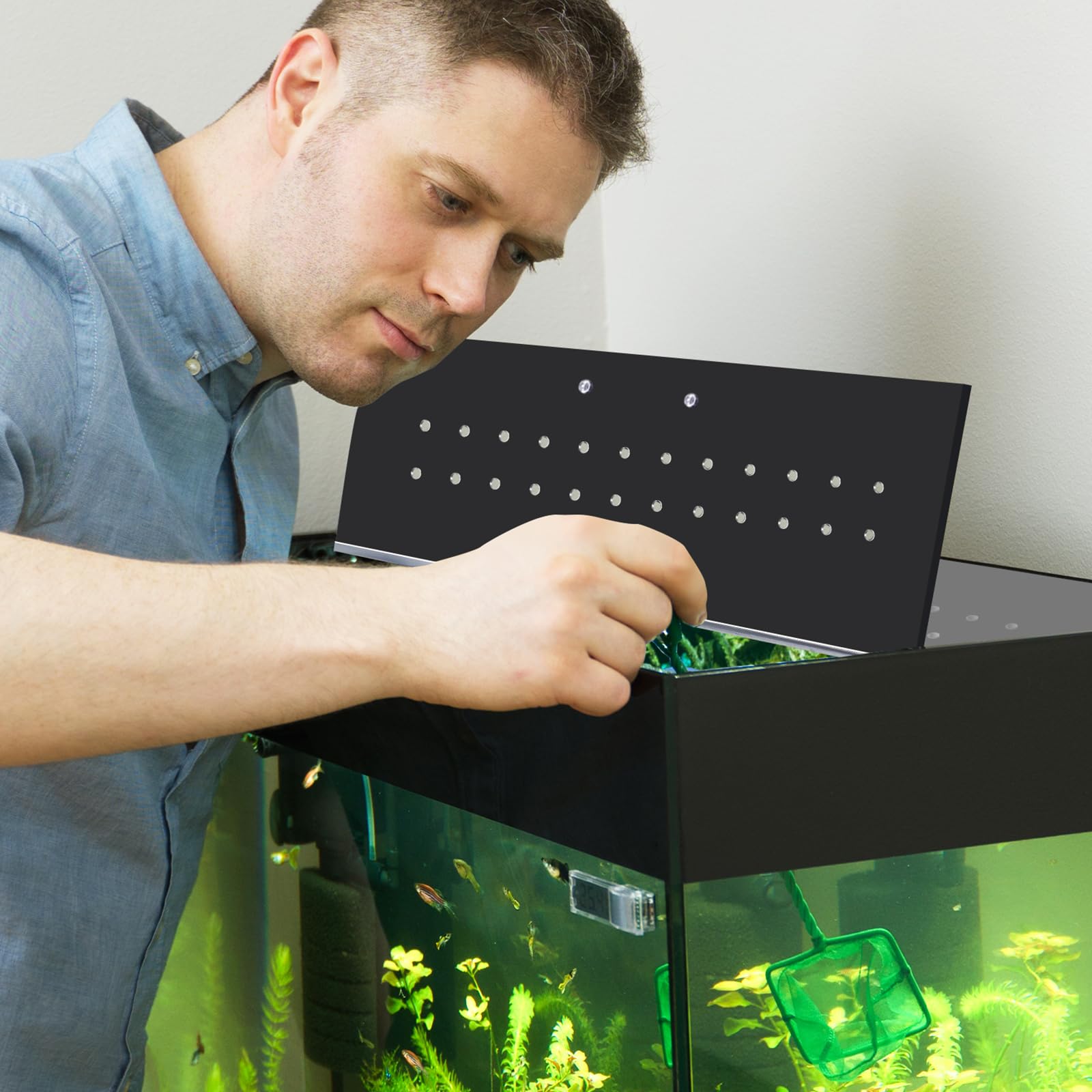 Sieral Ensemble d'auvent en polycarbonate pour aquarium de 49,37 x 24 x 0,3 cm pour aquarium de 36,5 x 20 l sans support central - Couvercle d'aquarium avec couteau à crochet, trou respirant, poignée