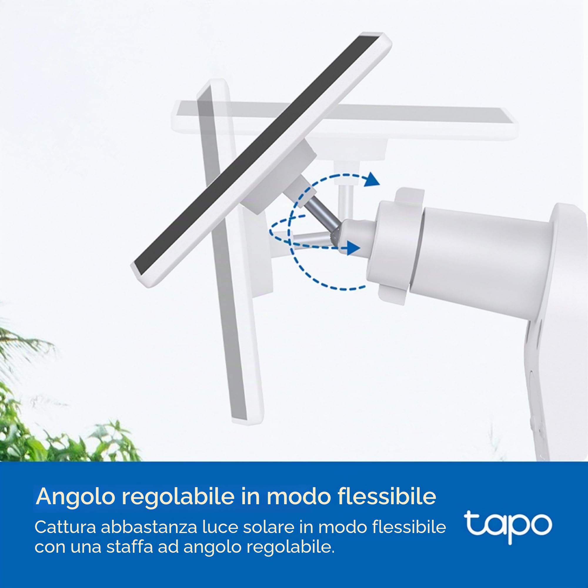 Tapo Pannello solare, installato in modo flessibile e regolazione dell'angolo, ricarica solare ad alta efficienza da 45 minuti per un uso giornaliero, impermeabile IP65, funziona con tutte le