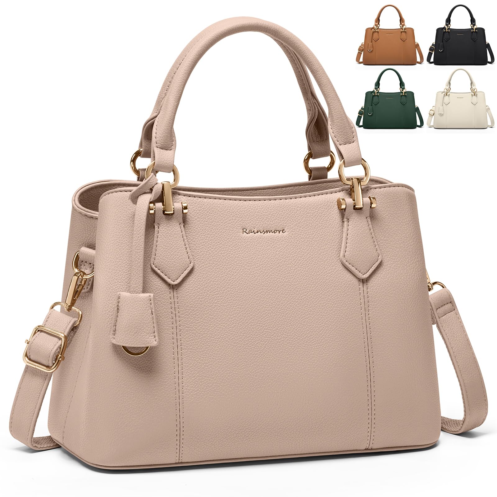 RAINSMORE Sac a Main Femme Cuir PU Sac à Main Bandoulière Elégant Sacs à Main Cabas Femme Fourre Tout pour Université Travail Voyage