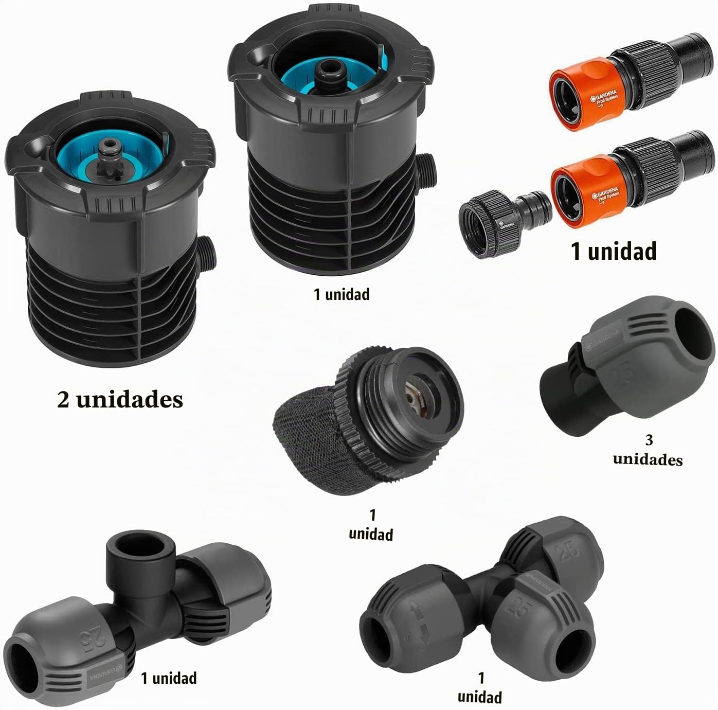 Gardena Sprinklersystem Set de inicio Pipeline: Juego completo para empezar con el sistema de tuberías, extracción de agua por toda la casa y el jardín, montaje subterráneo (08270-20)