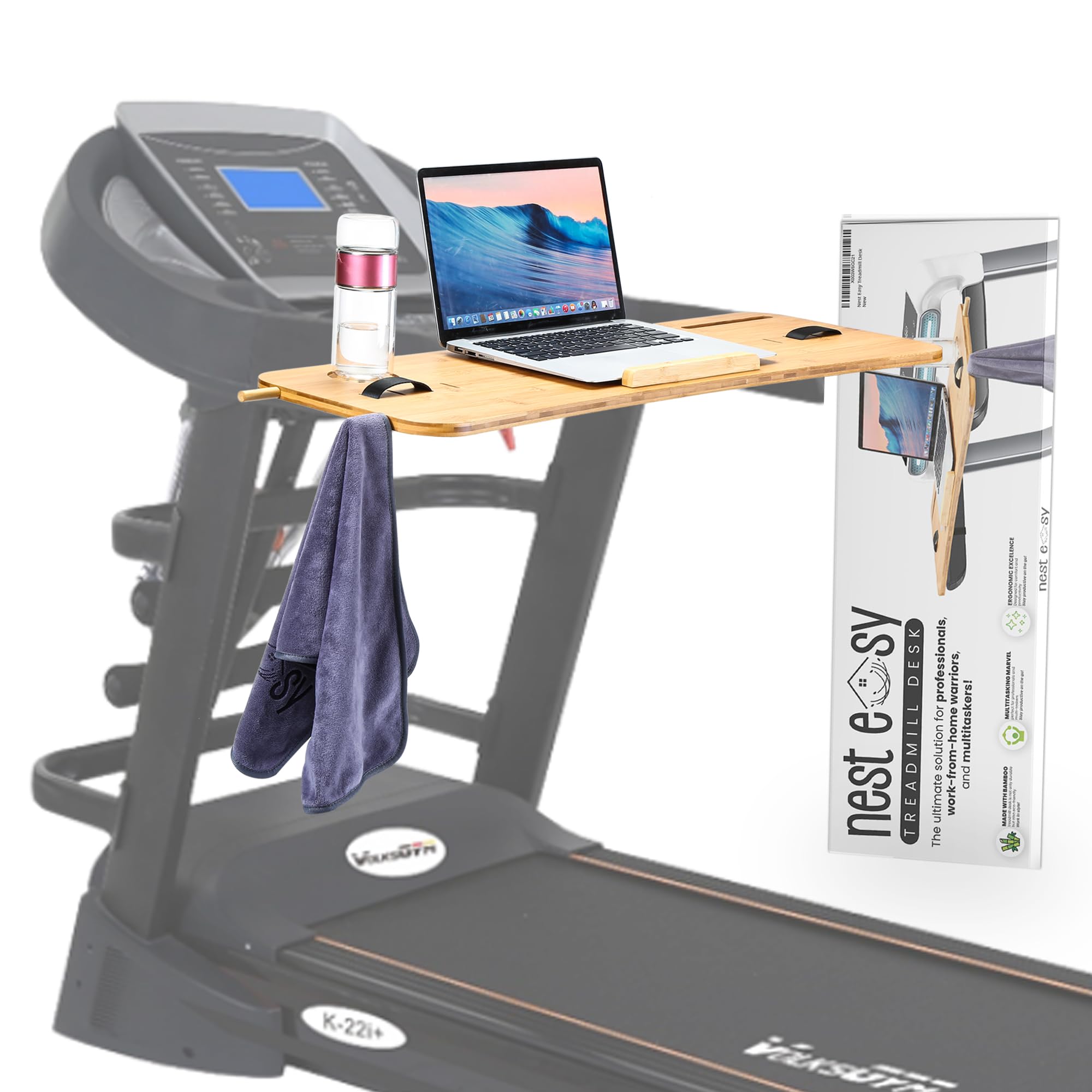 Nest Easy Bamboo Treadmill Desk Attachment Durable & Ergonomic Curved