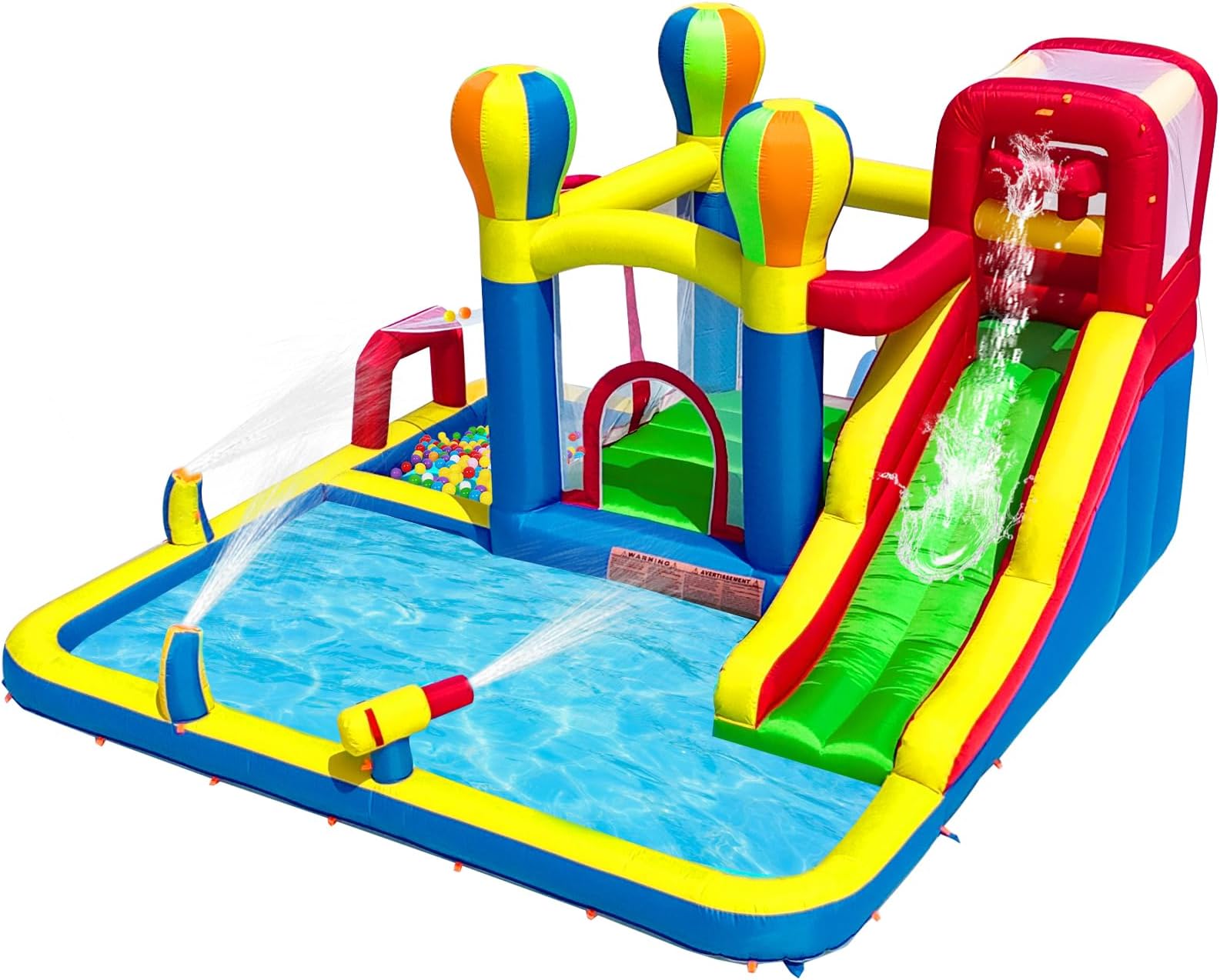 Baralir Inflatable Bounce House with Water Slide – Backyard Inflatable Water Park with 4 Sprinklers, 2 Splash Pools, Fits 5 Kids, Perfect for Summer Fun & Cooling Down