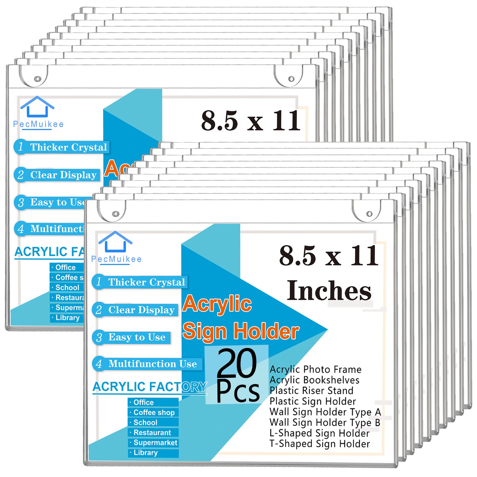Support mural acrylique 21,6x27,9 cm transparent pour protéger vos affiches de bureau
