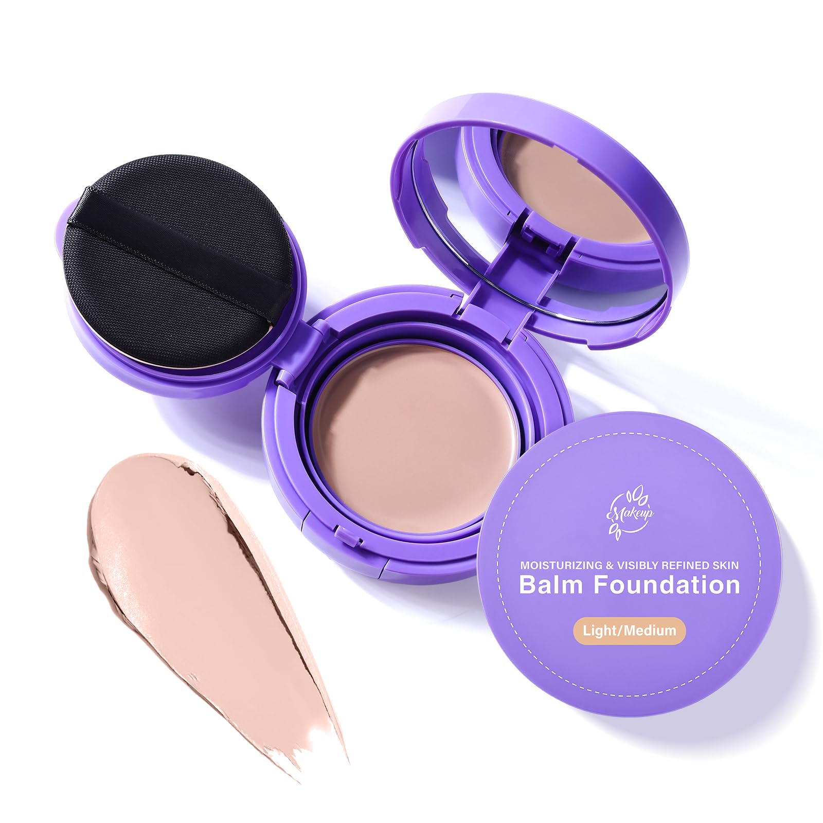 Bounce Balm Foundation | Age-Defying Hydrating Foundation with Powder Puff for Mature Skin, Buildable Coverage, Blurs Fine Lines & Smooths Texture, Long-Lasting Satin Finish (Medium)