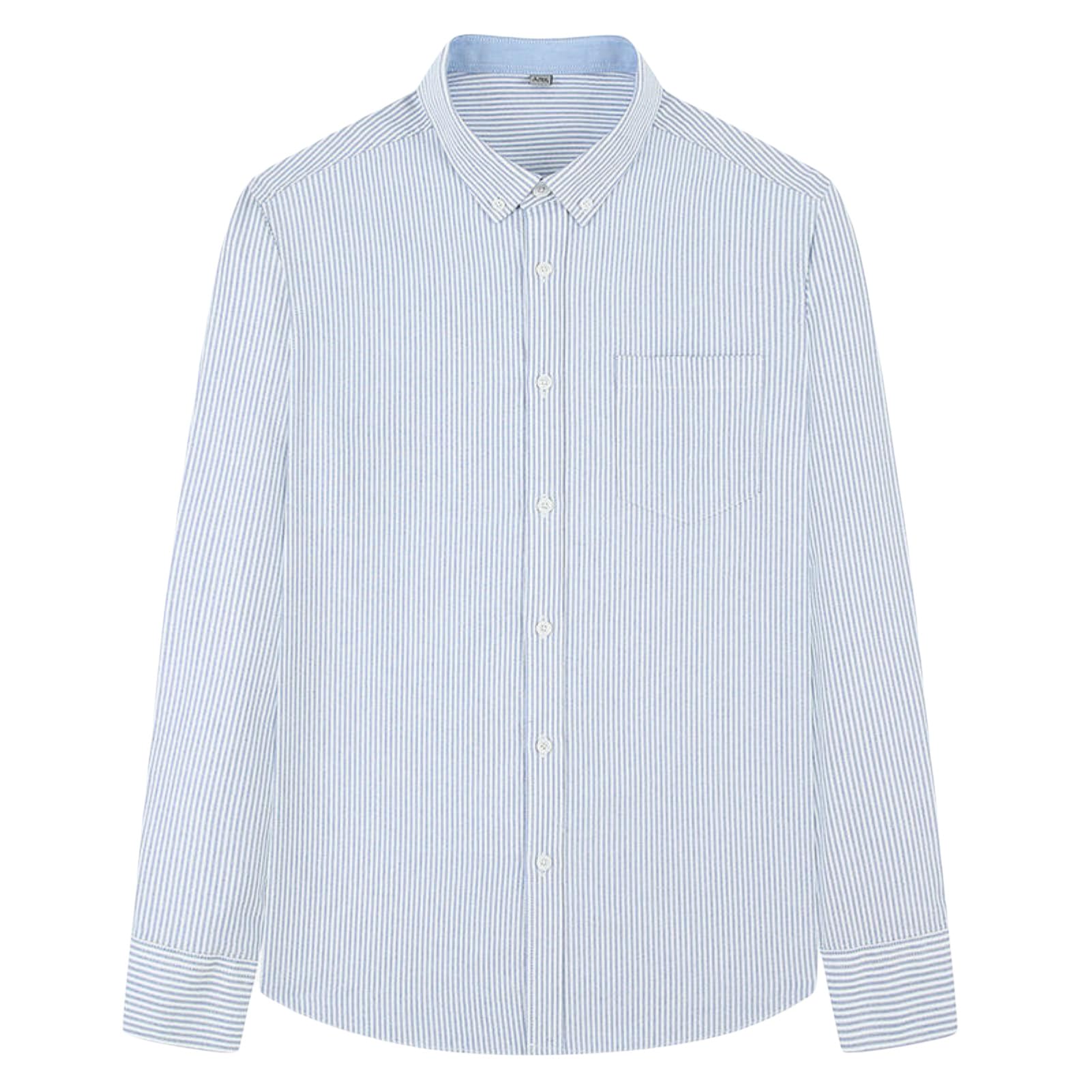 Camicia da uomo in cotone Oxford Spinning a righe stile giapponese casual a maniche lunghe
