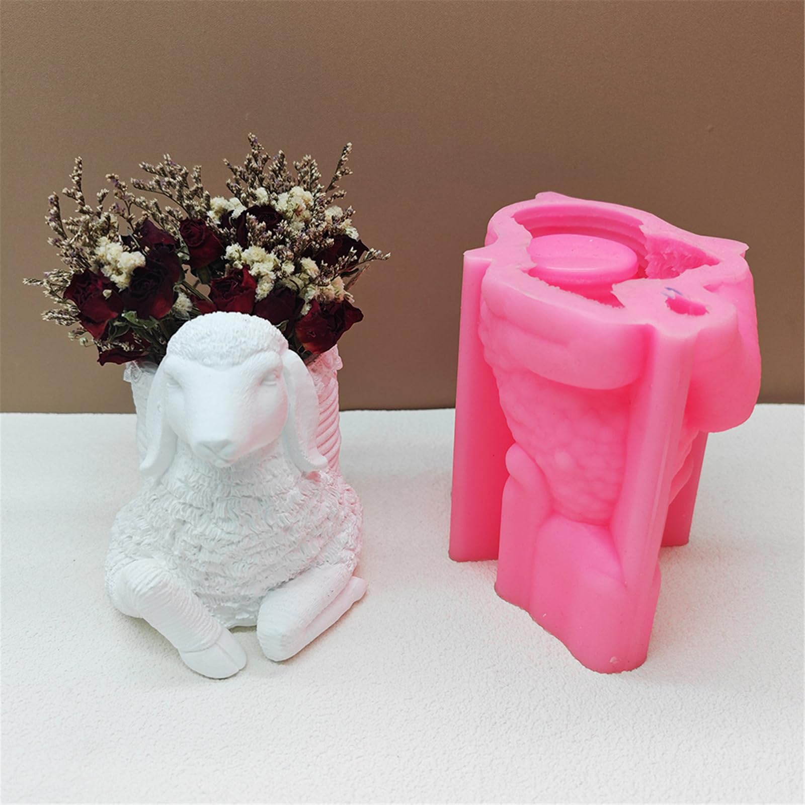 Adorable molde decorativo de silicona para macetas de suculentas, diseño de ovejas de dibujos animados para macetas y bolígrafos suculentas