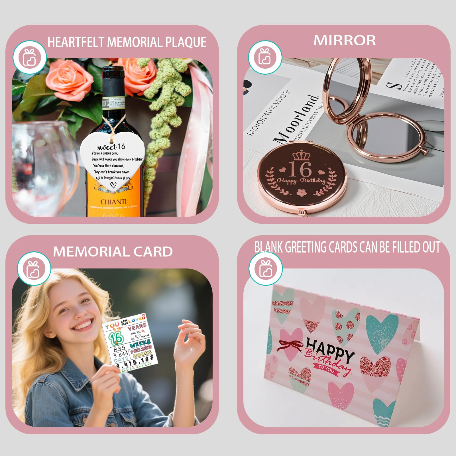Carselage 16th Birthday Gifts for Girls, Unique Sweet 16 Birthday Gift Ideas, Happy 16 Year Old Birthday Decorations Gifts for Teenager Girls, Younger Sister, Daughters, Granddaughters