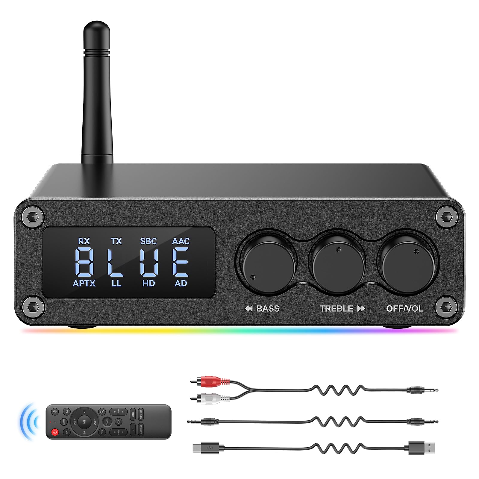 Transmisor receptor M12 Pro PreBluetooth 5.2 para TV, estéreo doméstico, auriculares BT, adaptador decodificador de audio Bluetooth HD de baja latencia con pantalla, RCA, 3.5 mm AUX, coaxial