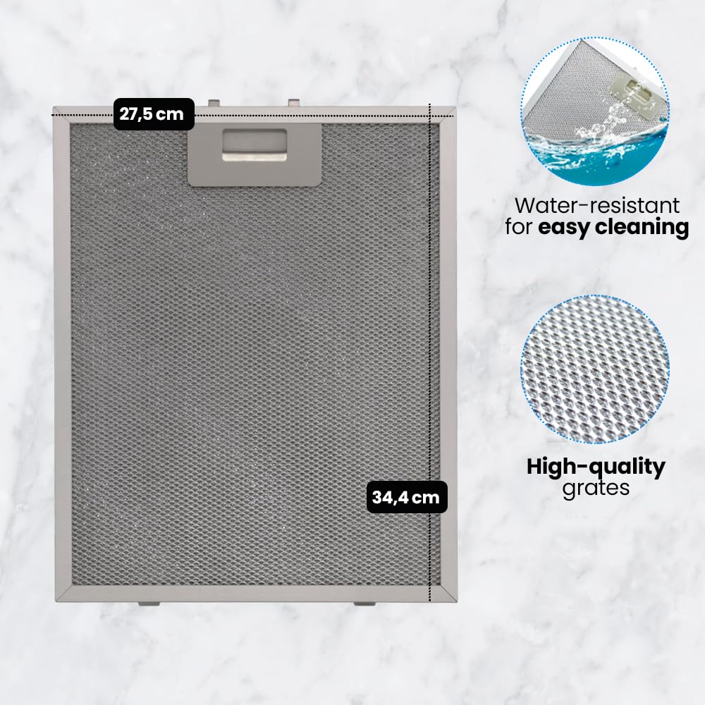 Anakel Home Zestaw 2 części zamiennych filtra do okapu kuchennego 81460133 kompatybilne z Teka DBB60 | Wymiary 34,4 x 27,5 WAŻNE ZMIARY FILTRÓW | Kolor srebrny