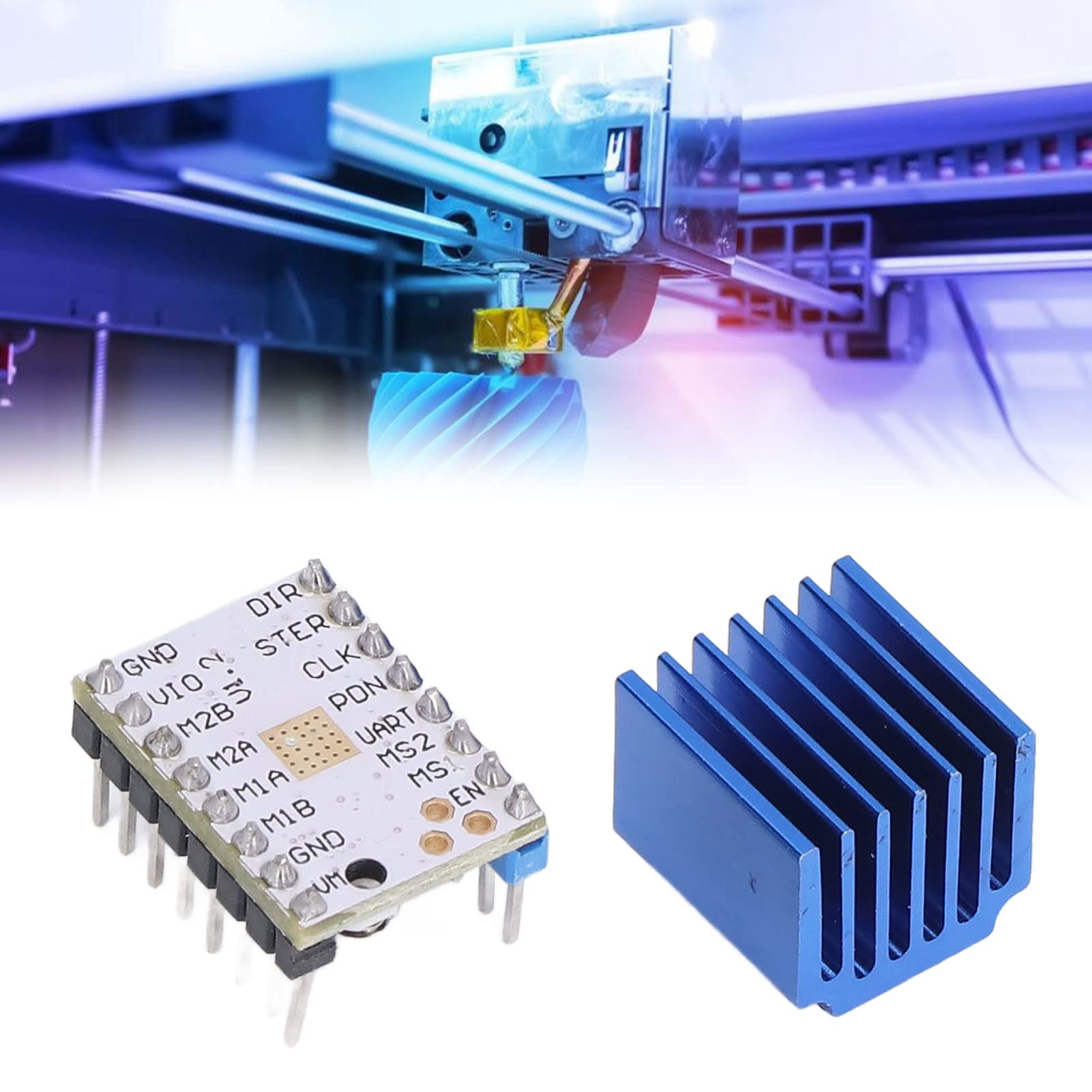 TMC2208 V1.2 Sterownik Modułu Sterownika Silnika Krokowego z Tworzywa Sztucznego 1.4A Płyta Sterownika Drukarki 3D z Radiatorami do Części Drukarki 3D