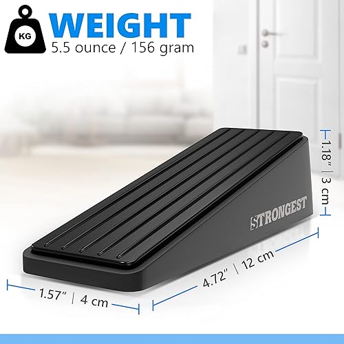 Vista 56 de Strongest Home Cuña de tope de puerta resistente (6 piezas cromadas), tope de puerta de goma antideslizante y metal para puertas pesadas, funciona