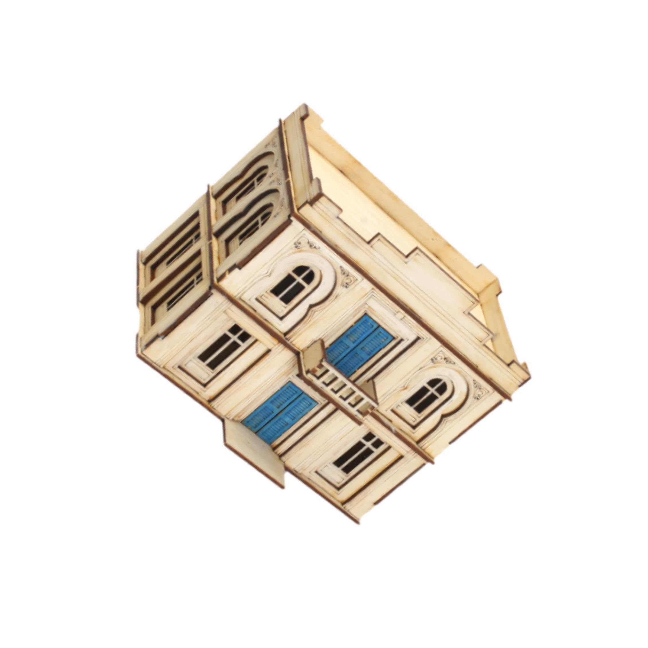 mophrati Puzzle Building House 3D Wooden Construction Model Unique DIY Gift Encouraging Collaborative Play For Creative Teens 3D Wooden Model Crafts Doll House, 2 Storey
