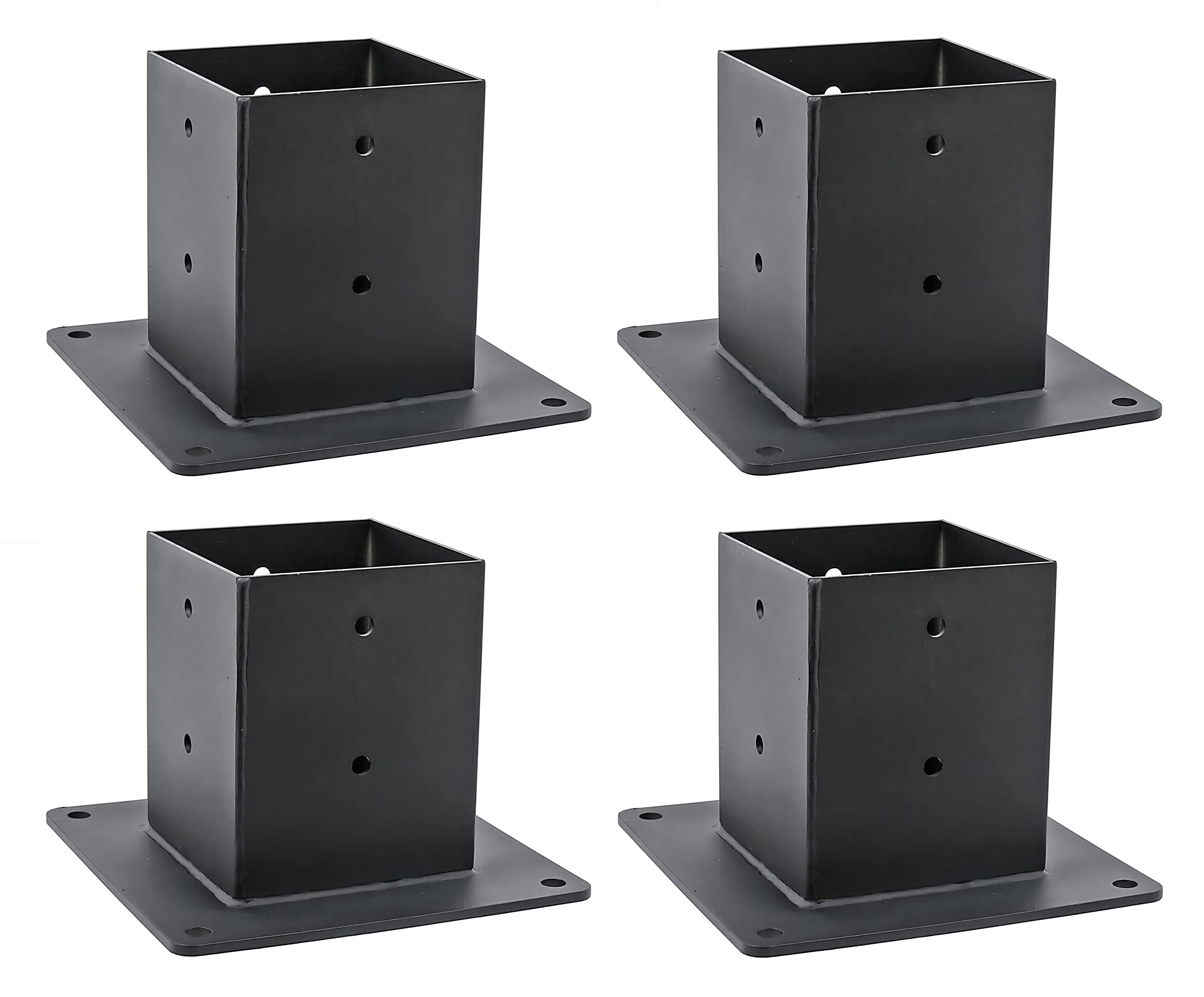4 x 4 Railing Post Base, Carbon Steel Flange Anchor Base, Wood Fence Post Base Brackets, 4 Pack
