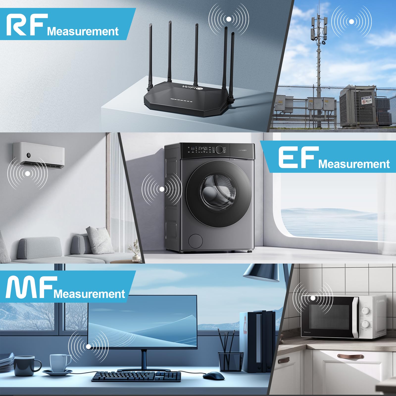 Miernik Pola Elektromagnetycznego, DURFICST 5 w 1 Akumulatorowy Detektor Promieniowania Pla Elektromagnetycznego Dla EF, RF, MF i WiFi, WieżeTtelefonii Komórkowej, Inteligentne Liczniki, Bluetooth