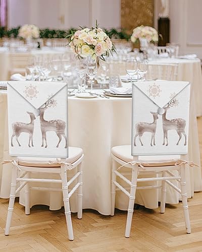 Miniatura 6 de Juego de 4 fundas protectoras para sillas de comedor navideñas, diseño de copos de nieve en acuarela de invierno, fundas protectoras para sillas de