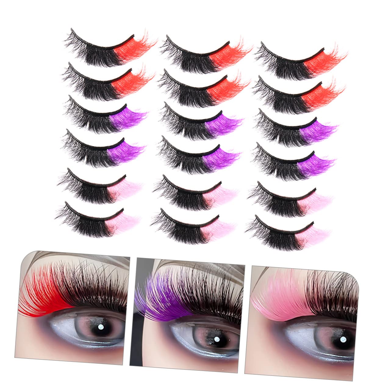 FRCOLOR 3 Set Di Ciglia Finte Soffici Per Donne Ciglia Finte Per Cosplay Trucco Design A Forma Di Occhio Di Gatto Per Festival Di Halloween 9 Paia*3