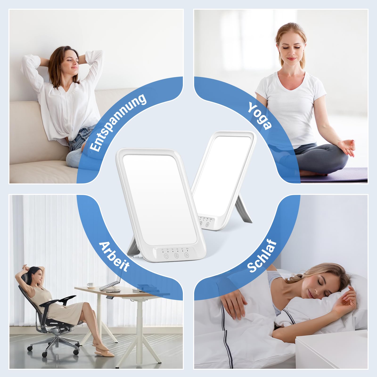 NIKYJM Lampada che Simula la Luce Naturale del Giorno 20mila lux, Lampada SAD per Benessere nei Mesi con poco Sole, Compatta per Scrivania o da Viaggio e Regolazione Variabile, Tecnologia LED