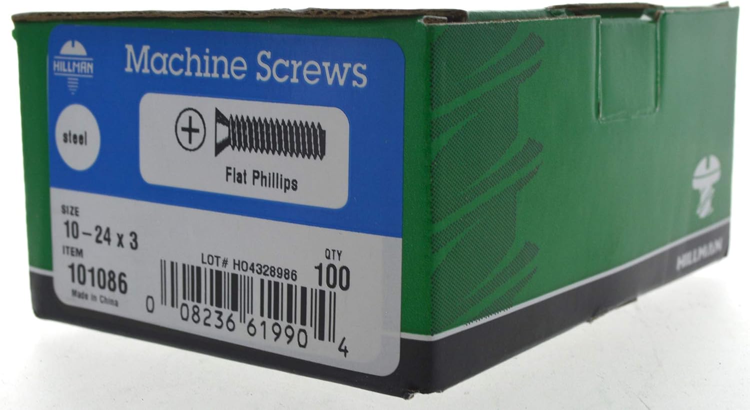 The Hillman Group 101086 10-24-Inch x 3-Inch Flat Head Phillips Machine Screw, 100-Pack