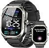 Smart Watch for Men Built-in GPS, 2.06" Military Fitness Tracker IP68 Waterproof, Fitness Watch with Heart Rate/Sleep, Smartwatch with Answer/Make Calls, 100+ Sport Modes for iPhone/Android, Black 1