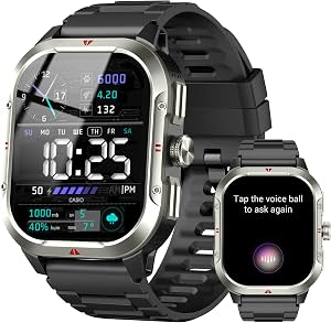Smart Watch for Men Built-in GPS, 2.06" Military Fitness Tracker IP68 Waterproof, Fitness Watch with Heart Rate/Sleep, Smartwatch with Answer/Make Calls, 100+ Sport Modes for iPhone/Android, Black
