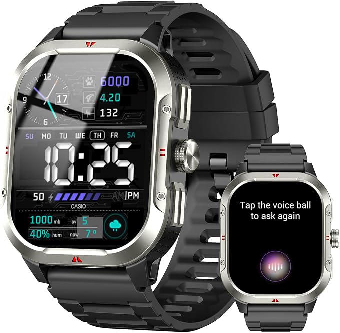 Montre Connectée Homme GPS Intégré, Militaire Smartwatch 2.06" HD avec Appel Bluetooth, Etanche IP68, 110+ Sportifs, Montre Sport avec Podometre, Suivi Santé et Sommeil, Smart Watch pour Android IOS