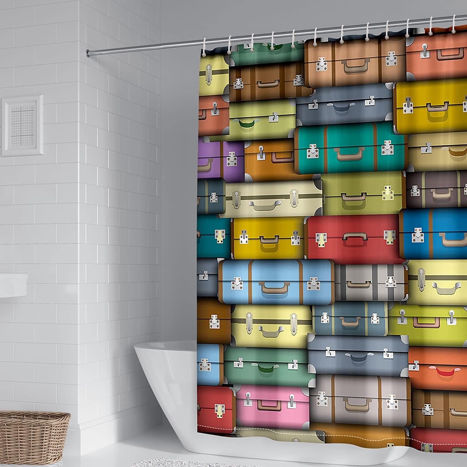 Rideau de douche 120x180cm KnSam en polyester de haute densité et motif multicolore durable