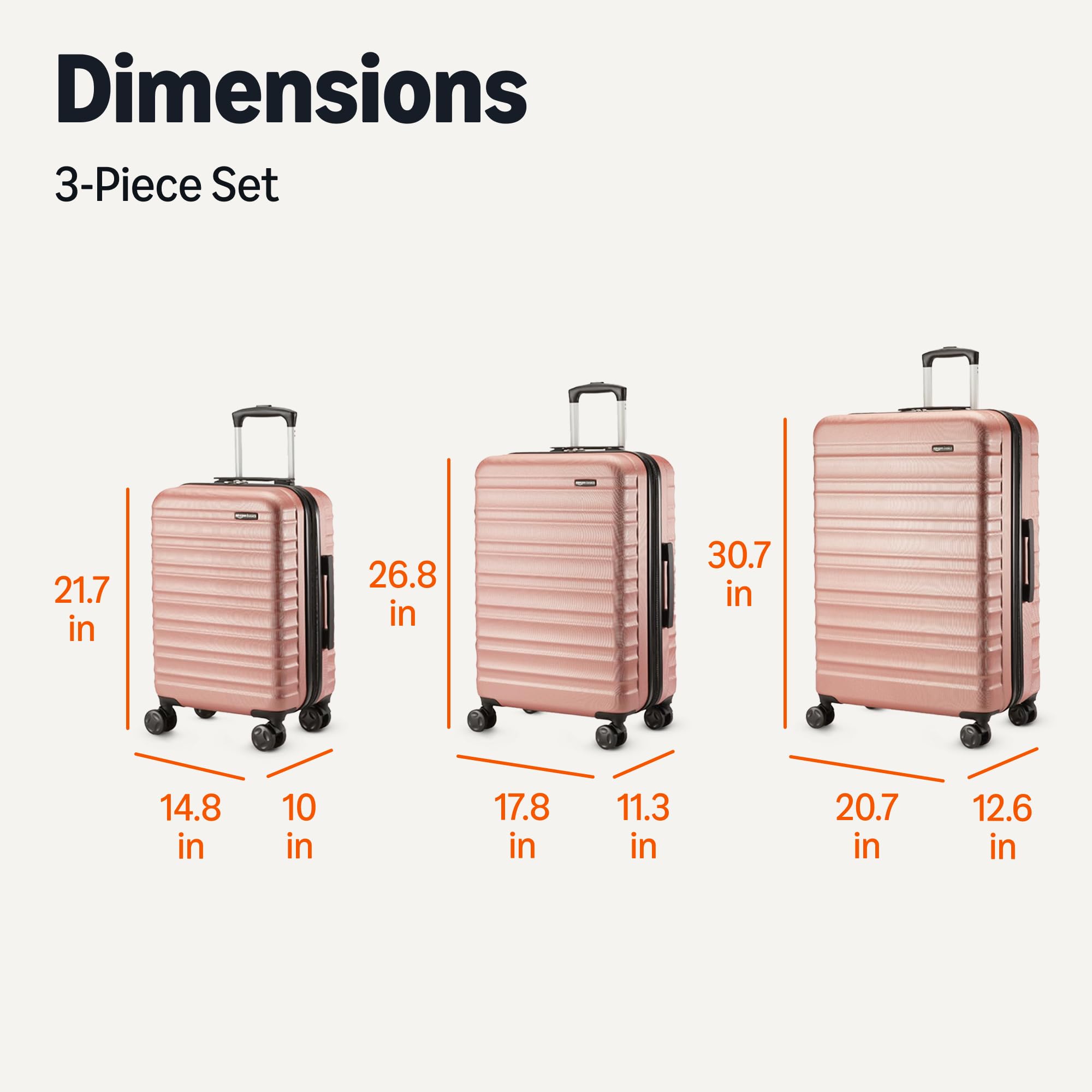 Amazon Basics 3-Piece Hardshell Suitcases Set (21", 26", 30"), Expandable For Up to 25% More Space, With Scratch-Resistant Finish view 6