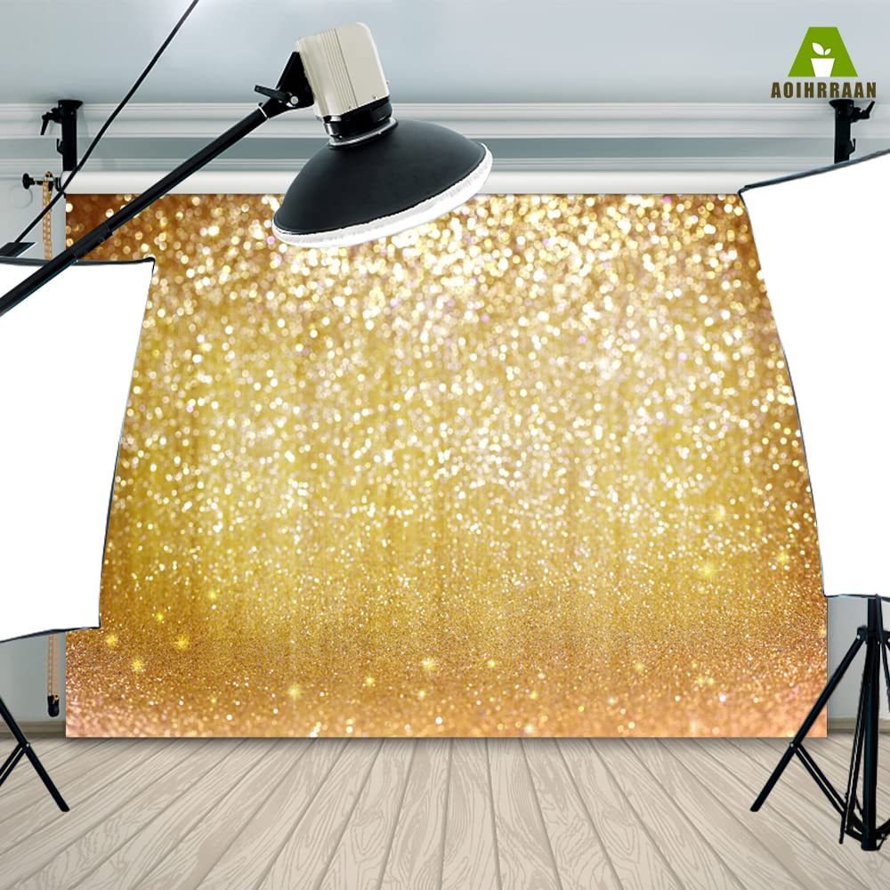 Aoihrraan 3x2m Glitter Oro Bokeh Sfondo Macchie Brillanti Paillettes Dorate Fondali Fotografia Baby Doccia Nozze Compleanno Festa Speakeasy Adulti Bambini Appena Nati Ritratto Studio Fotos Vinile
