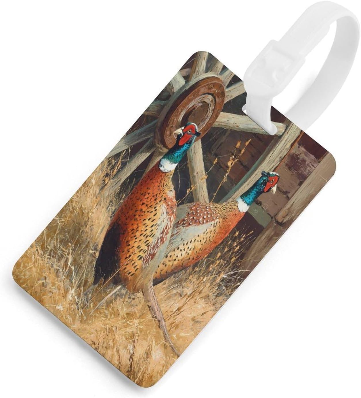 Pheasants and Old Wagon Luggage Tags for Suitcases Suitable for Men Women Handbags Backpacks