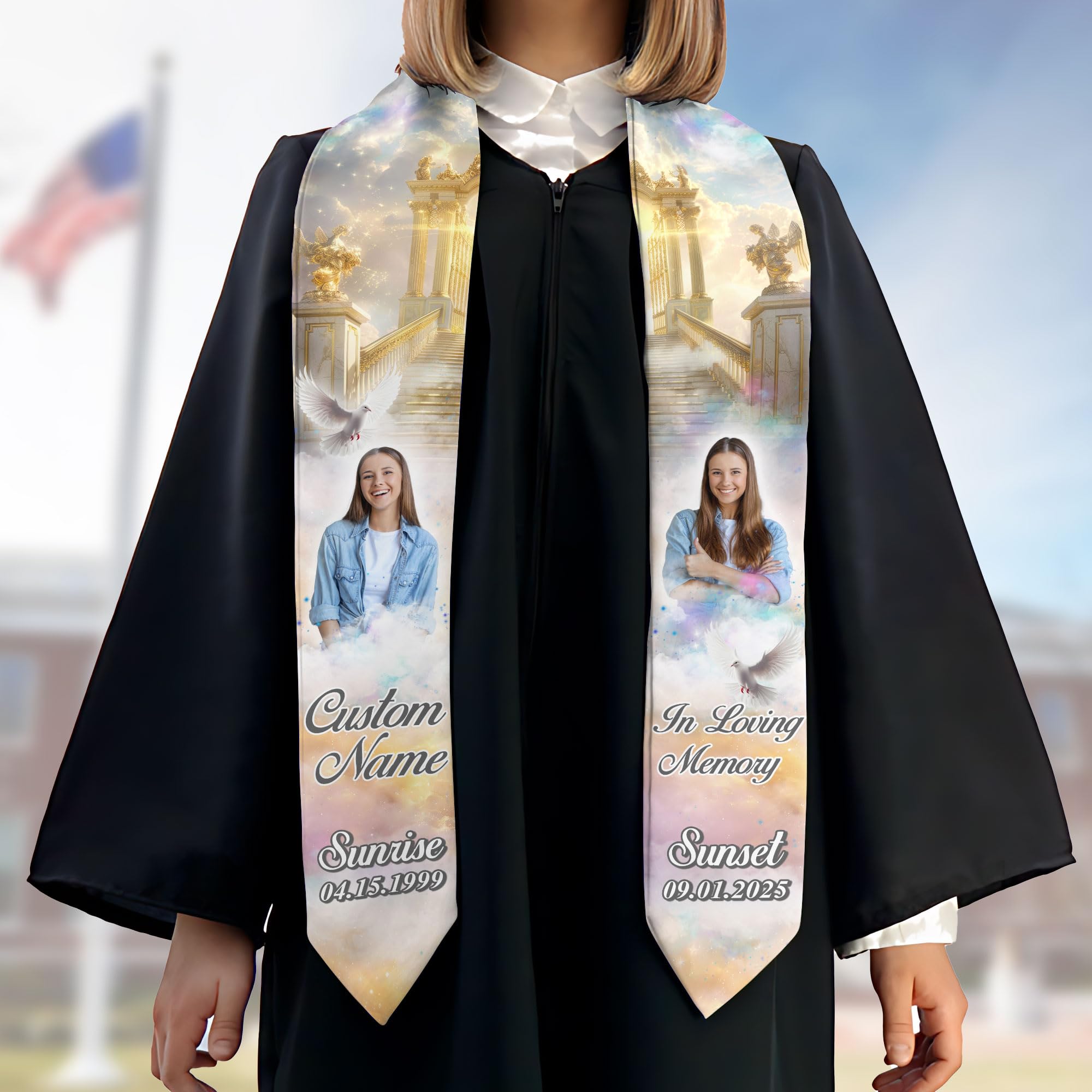 MonkeyVan Custom Memorial Graduation Sash 2025, Personalized Memorial Graduation Stole, Custom Graduation Sash with Tribute S214