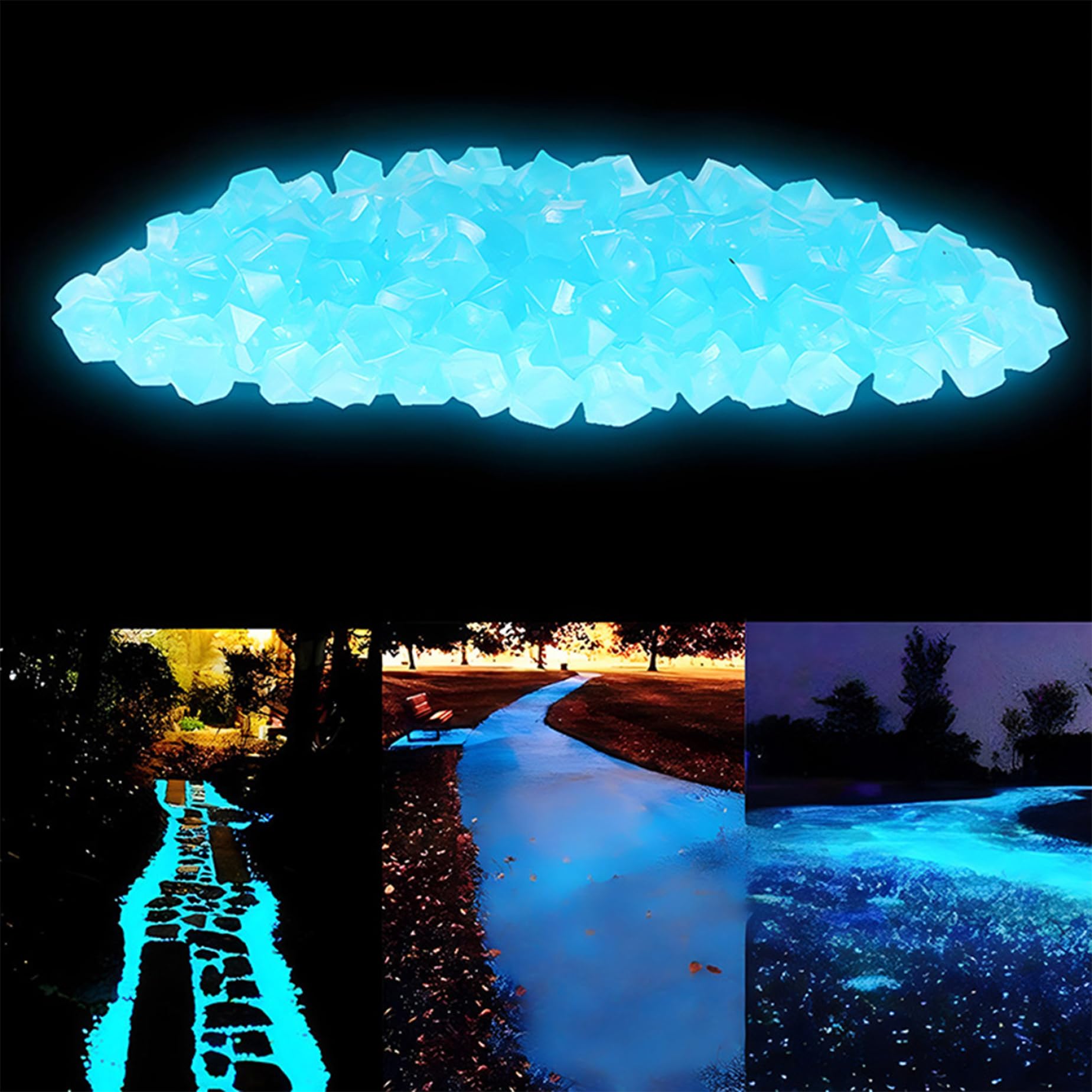 Guijarros de resina que brillan en la oscuridad duraderos