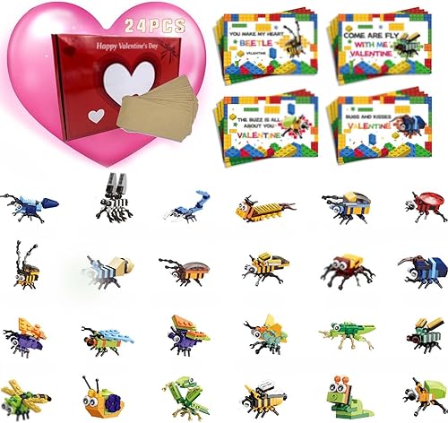 Tarjetas de San Valentín para el aula de niños paquete de 24 tarjetas especialmente diseñadas para el día de San Valentín 24 paquetes de bloques de