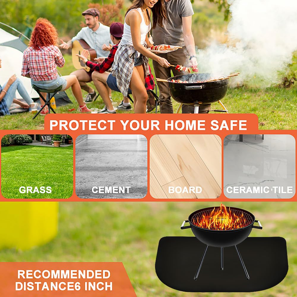 Tappetino Ignifugo Per Camino - Protezione Da Braci E Scintille | 50x80 Cm Nero - Foto 7