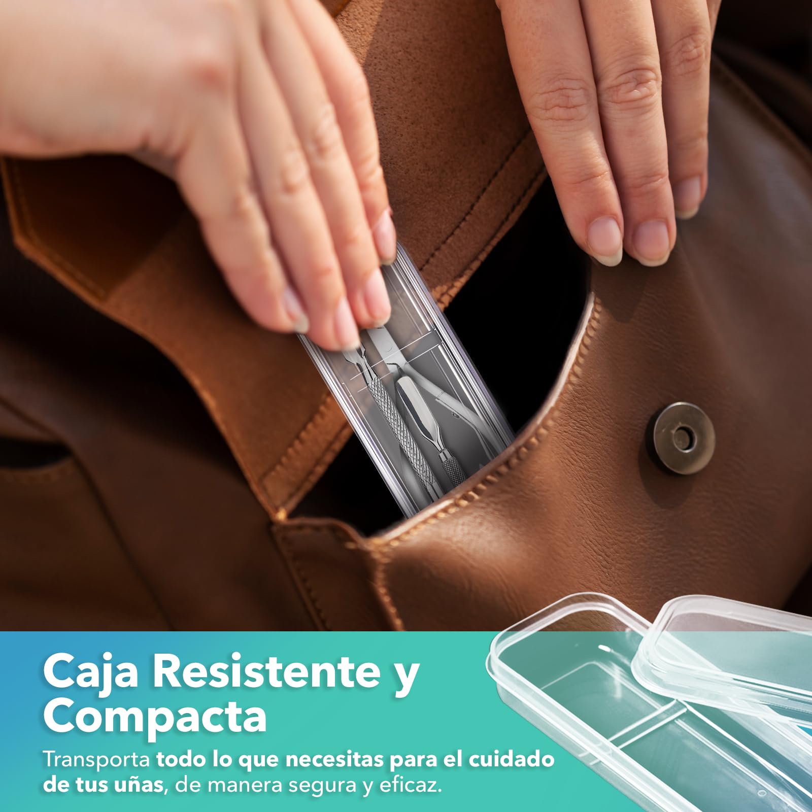 Set Manicura y Pedicura Profesional 4 en 1 – Cortacutículas, Lima de Uñas y 2 Empujadores de Cutículas de Acero Inoxidable – Kit Corta Uñas Adulto, Removedor de Cutículas, Ideal para Viaje