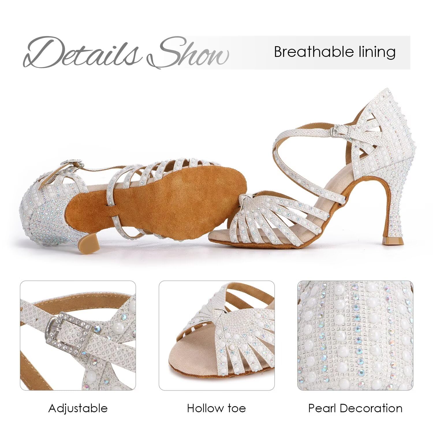 Scarpe da Ballo da Sala con Strass da Donna Scarpe da Ballo Salsa Latina Scarpe da Ballo con Cinturino Incrociato Scarpe da Ballo da Sala