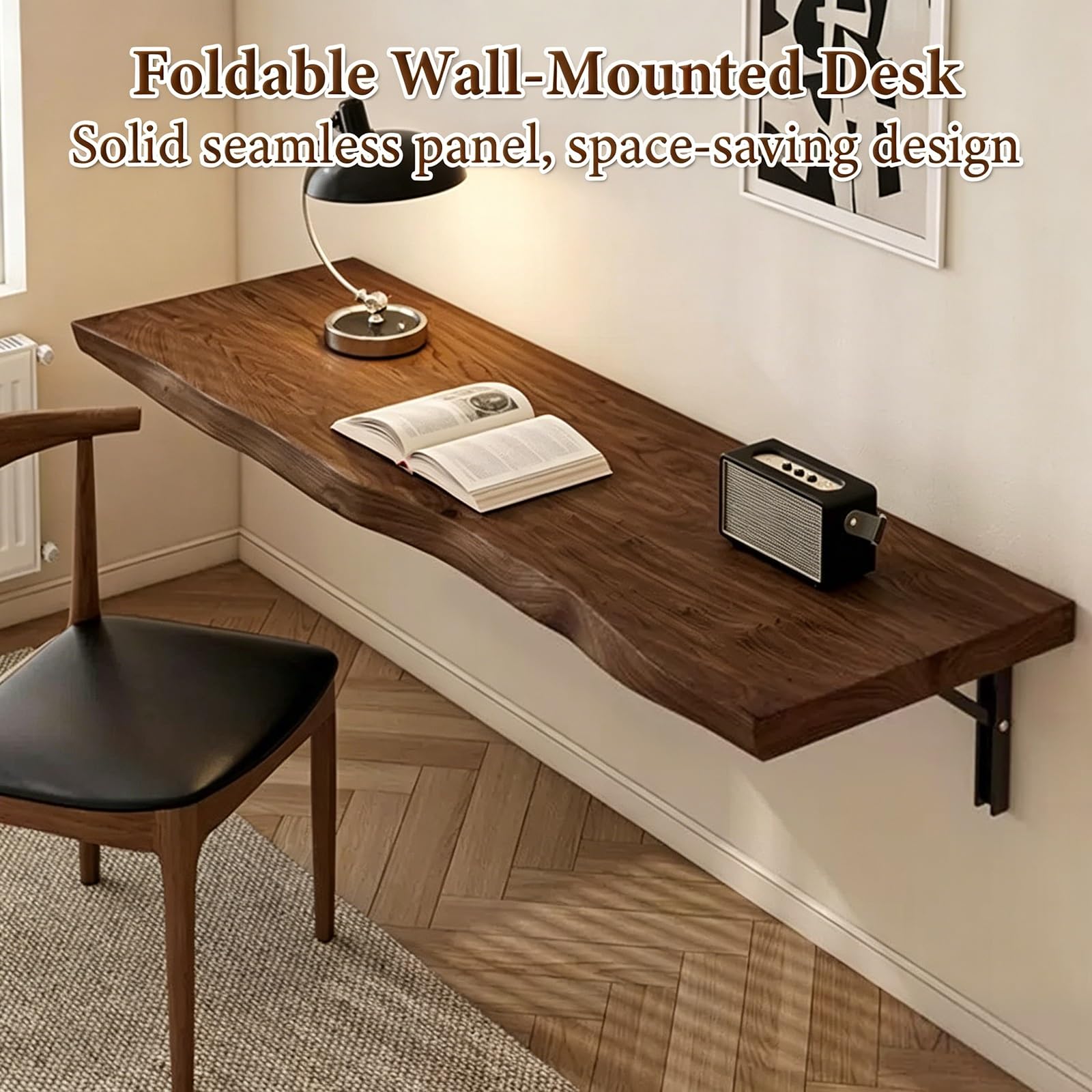 Wandklapptisch aus Massivholz Robuster Klapptisch Wandmontage Platzsparend Wandtisch Klappbar Tragkraft: 150 Kg Wandschreibtisch für Wohnzimmer Küche Waschküche(150x40x5cm)