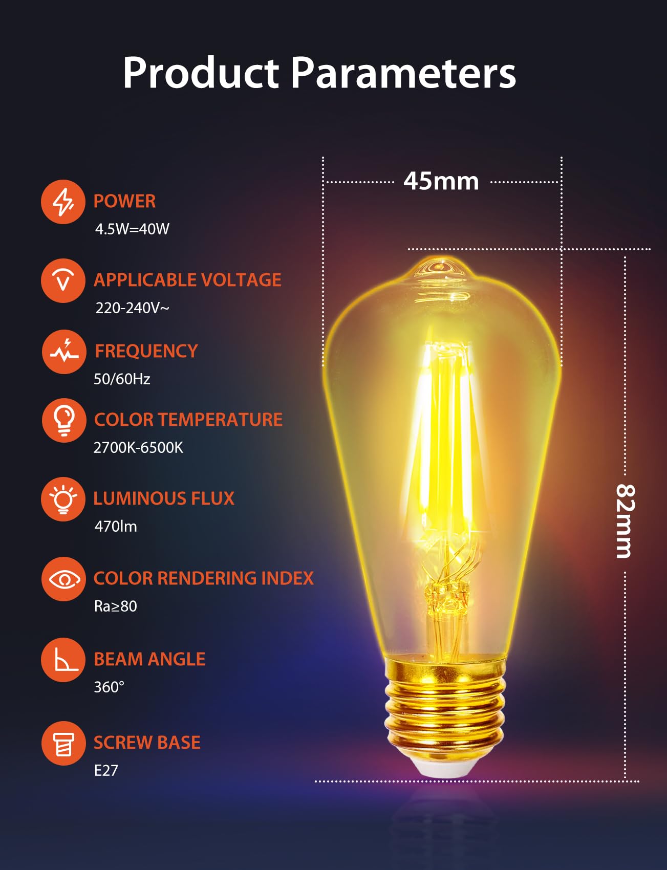 Aigostar Mesh - Smarte Glühbirne Alexa E27 Bluetooth Mesh ST64, Lampe Vintage Edison Lampe 6W 806LM 2700K-6500K Dimmbar Glühbirne, Kompatibel mit Alexa, 4 Stück(mit Fernbedienung und Gateway)