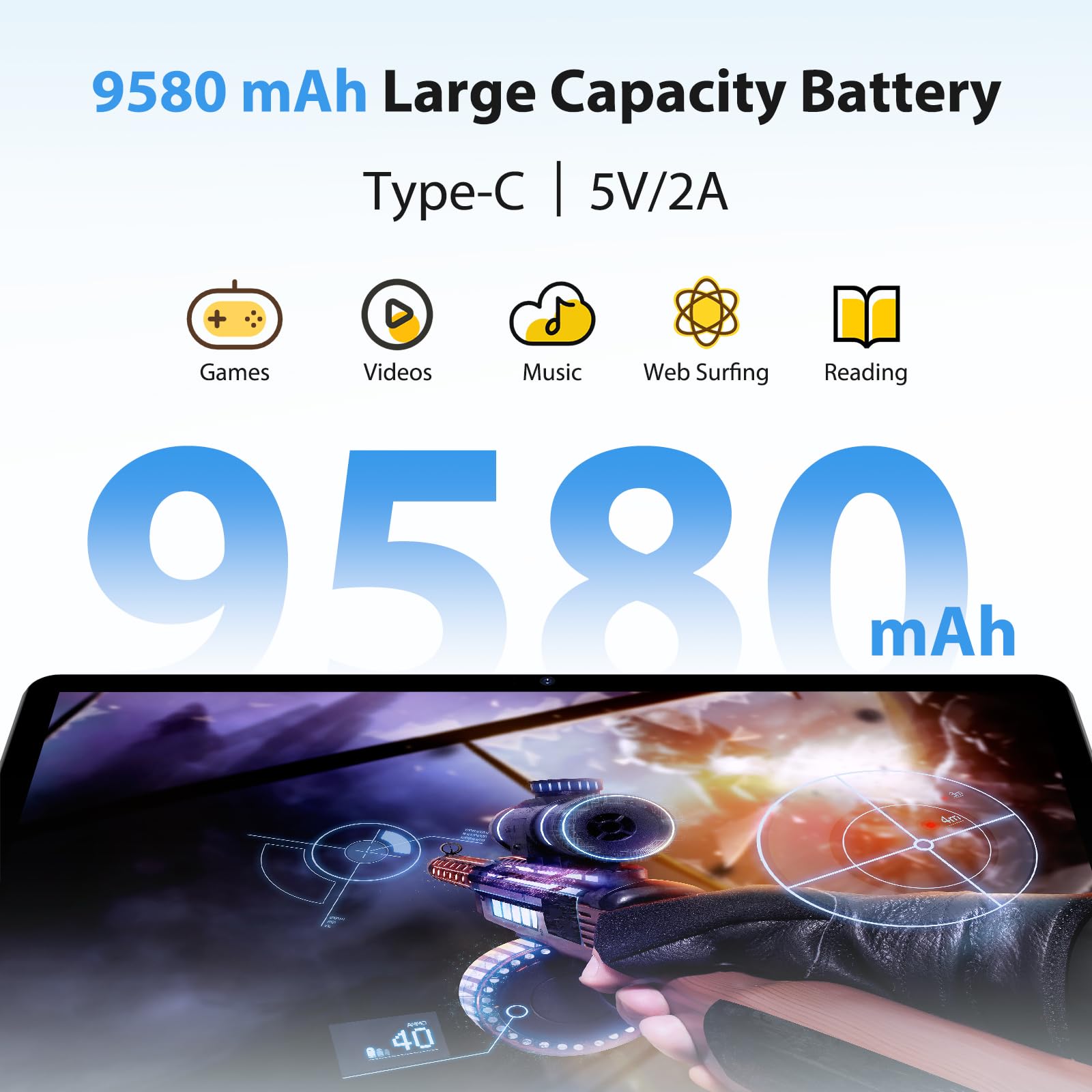 WOREGOO 10.6 Pollici Tablet Android 14, 4G LTE e 5G WiFi, 2.0GHz Octa-Core, 36GB RAM+256GB ROM (1TB TF), 2K 2000x1200 FHD Display, GMS/GPS/8+13MP/Batteria 9580mAh con Tastiera+Mouse (Grigio)