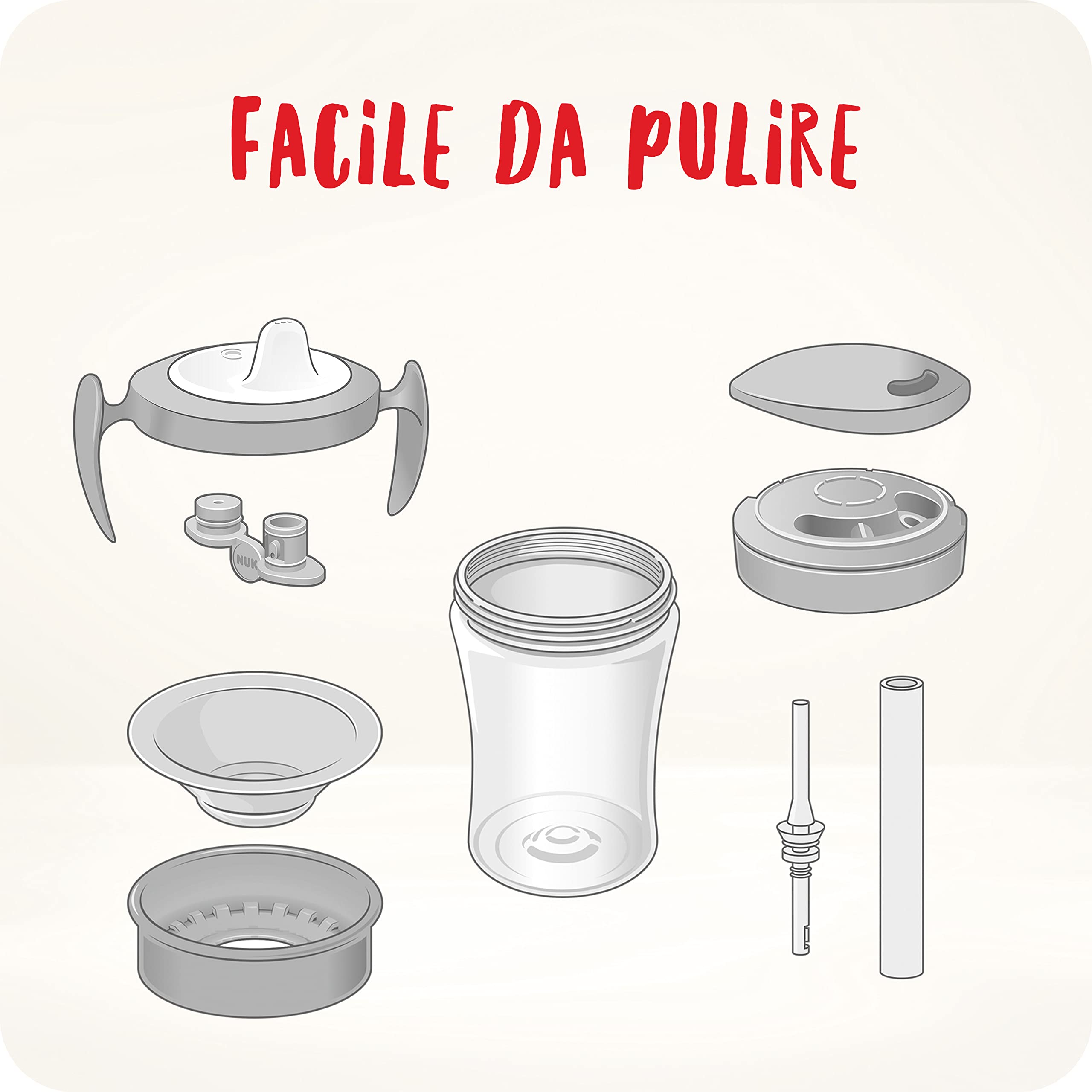 NUK 3-in-1 Set do nauki picia z kubkiem treningowym antykapiącym (6+ miesięcy) 230 ml Bez BPA fioletowy