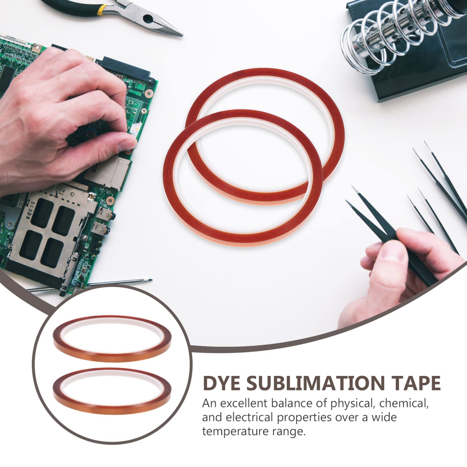 HOMOCONO High Temperature Sublimation Tapes 2 Rolls Strong Adhesive Heat Transfer Adhesive Tape for Electronics