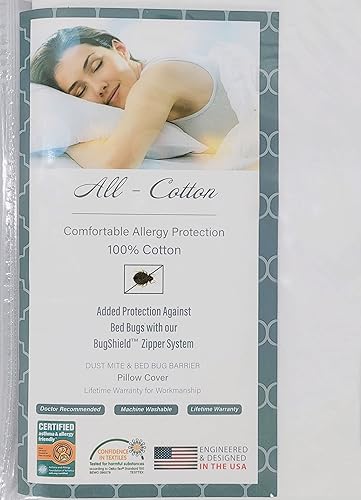 National Allergy Protector de almohada cuadrado europeo de algodón 16 x 16 pulgadas