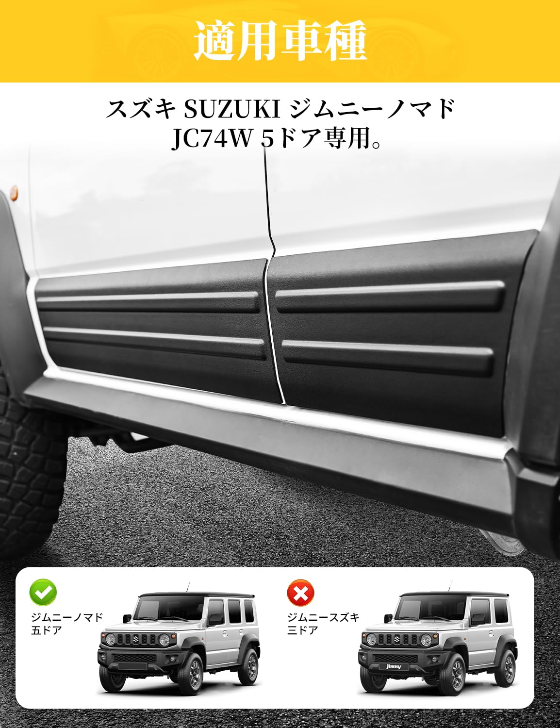 ジムニー　sj10 サイドドア　ポール　ドア Amazon | AMWMORV ジムニー サイドドアモール サイドシル ジムニー