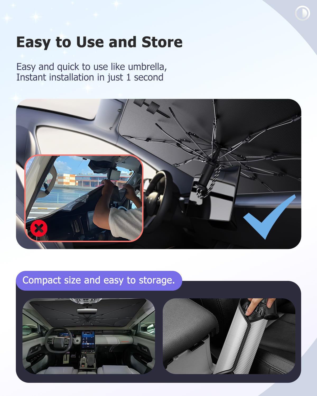 LUWU [Aggiornato] Ombrello Parasole Auto Compatibile con Citroen C5 Aircross Hybrid 2017-2025 Parabrezza Parasole Auto ad Ombrello Pieghevole per Parabrezza Anteriore Interno C5 Aircross Accessori