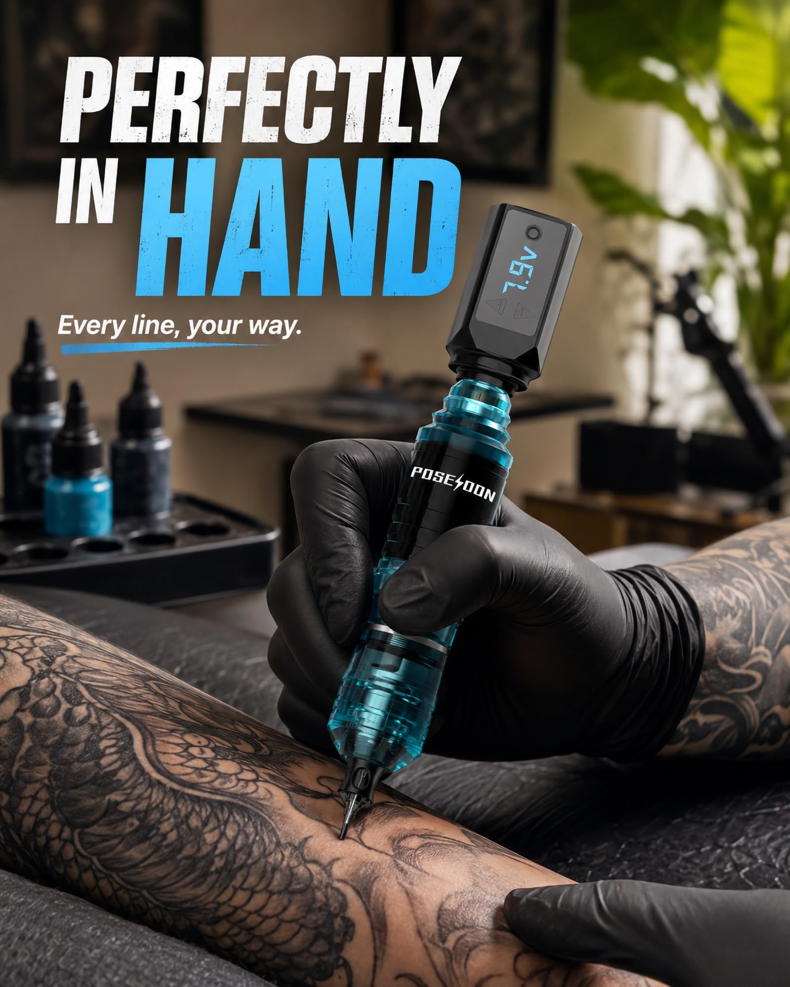 Amazon | POSEIDON ワイヤレスタトゥー ガンキット 2個 バッテリー