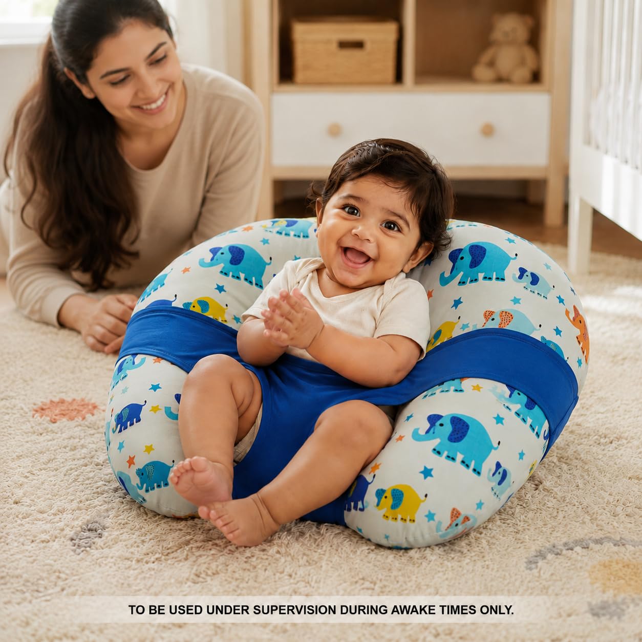 Kradyl Kroft 5in1 Baby Feeding Pillow with 100% Cotton Removable Cover | Breastfeeding Pillow | Nursing Pillow with Belt and Hoop (Cute Ellis) 1