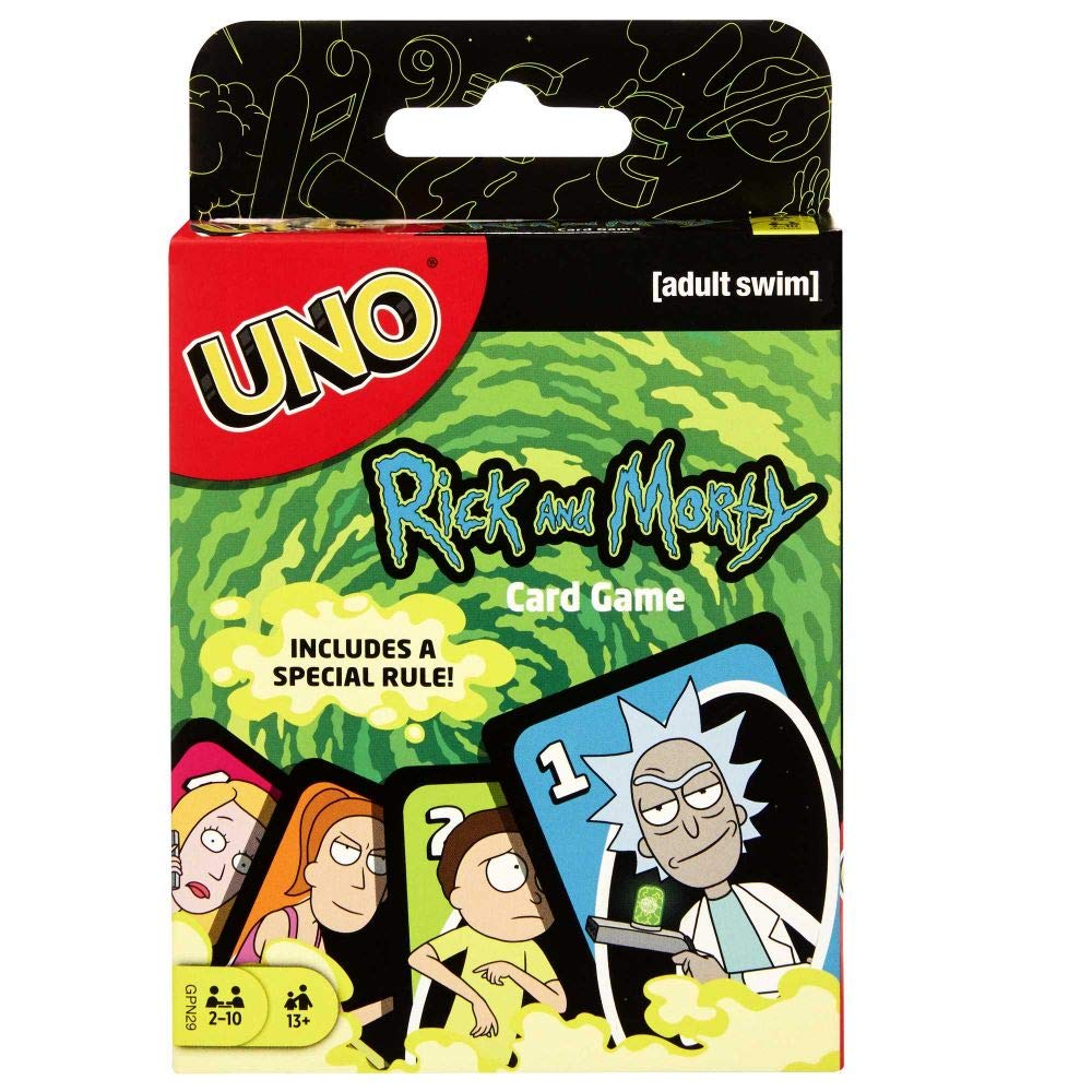 Mattel Games - GPN29 UNO Rick & Morty Kartenspiel, geeignet für 2 - 10 Spieler, Kartenspiele ab 13 Jahren