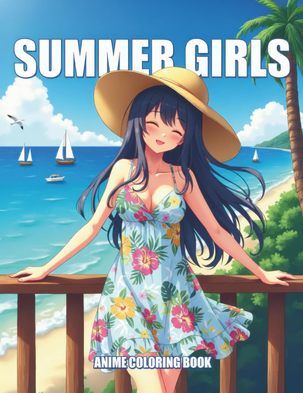 Summer Girl Anime Coloring Book: Relaxing Anime Beach Girls Coloring Book for Teens & Adults | Cute Summer Outfits, Ocean Views & Aesthetic Anime Scenes for Stress Relief