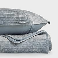 Vista 9 de EVERGRACE Velvet Quilt Set Queen Size, Luxurious Soft Quilted Bedding Sets, Lightweight Velvet Comforter for All Season, Striped Channel Bedspread