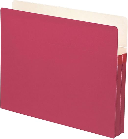 Smead File Pocket, Straight-Cut Tab, 1-3/4" Expansion, Letter Size, Red, 25 per Box (73221)